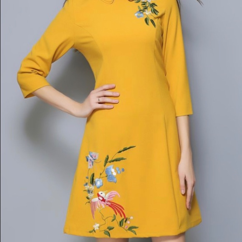 Yellow Floral shift dress